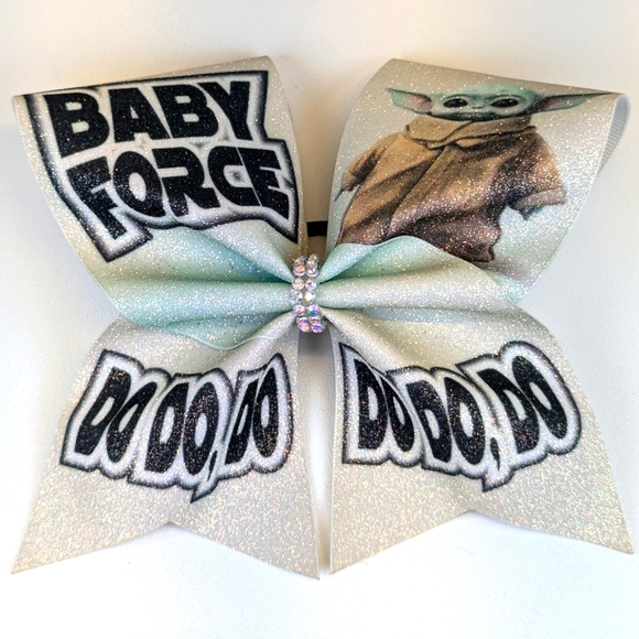 🎃 Baby Yoda Grogu Glittery Hair Bow Tie Handmade - Picture 1 of 6